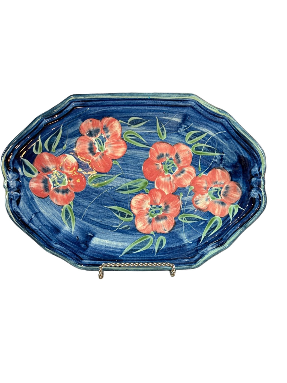 T. Comme Terre made in France hand painted floral poppy platter
